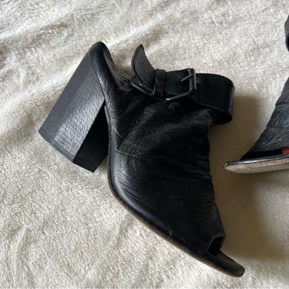 Marsell Bolla Black Leather Peep Toe Convertible Mule/Sling-Back Block Heel - Picture 4 of 14